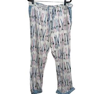 Munki Munki Womens Pajama Pants L Bamboo & Cotton Blend Ski Print